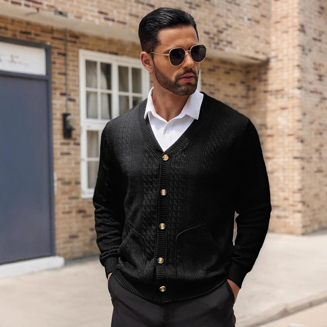 Herren Modischer Strickcardigan mit praktischen Taschen und einzigartiger Textur EB