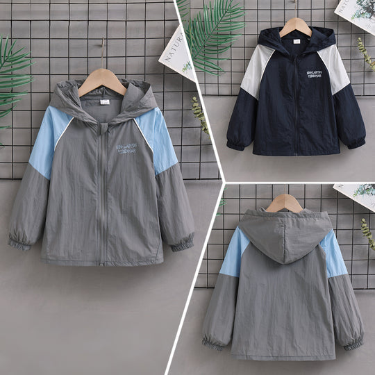 Unisex nan leichter Windbreaker mit Kapuze und Kontrastärmeln wasserabweisend winddicht R&B