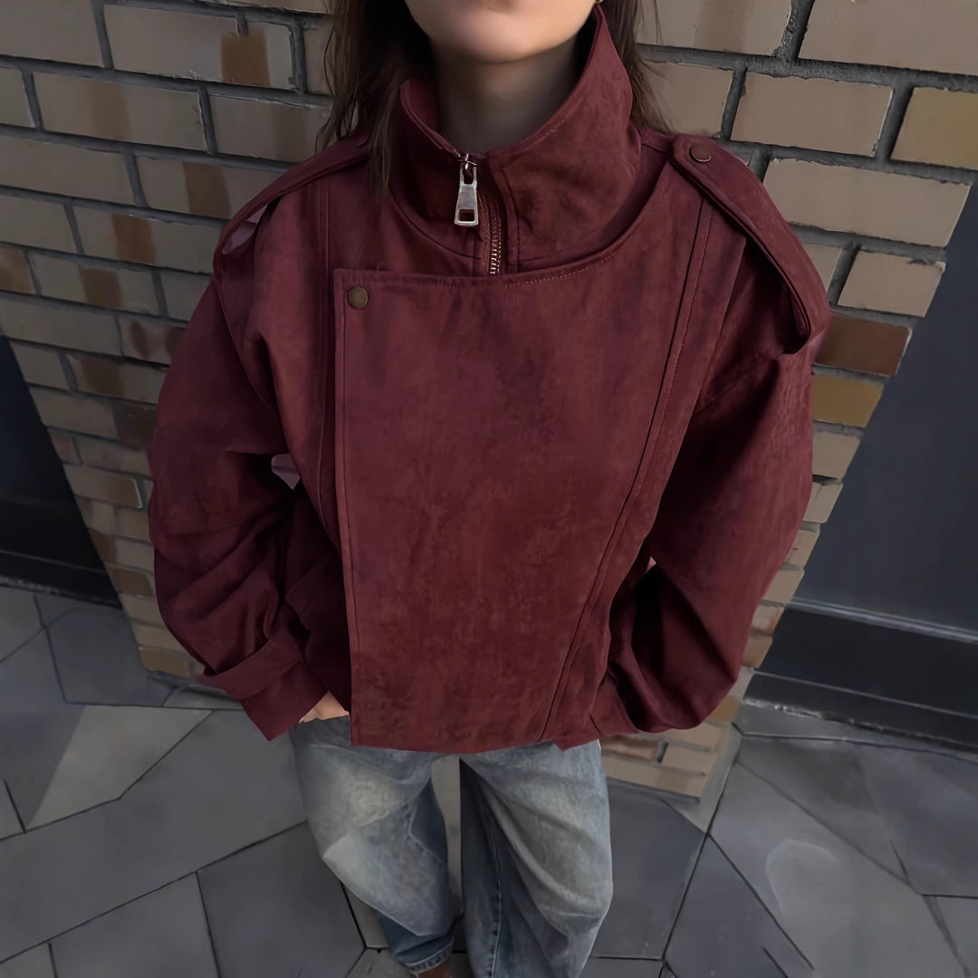 Damen modische Steppjacke mit hohem Kragen und seitlichen Taschen EB