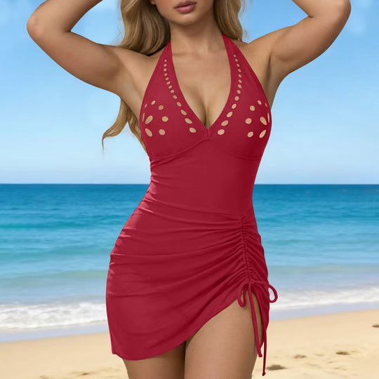 Damen Einteiler-Badeanzug mit modischem Cut-Out und Rüschendetail EB