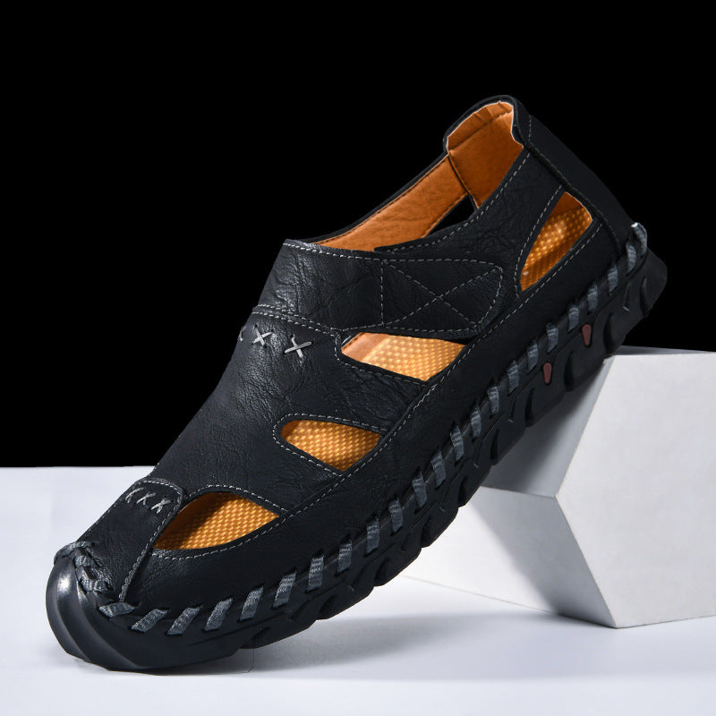 Herren Bequeme Leder-Sandalen mit luftiger Belüftung EB