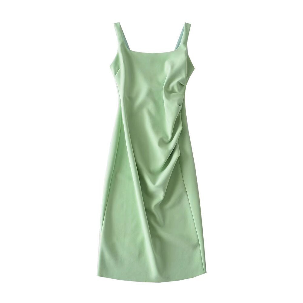 Damen figurbetontes Midi-Kleid mit elegantem Rüschendetail EB