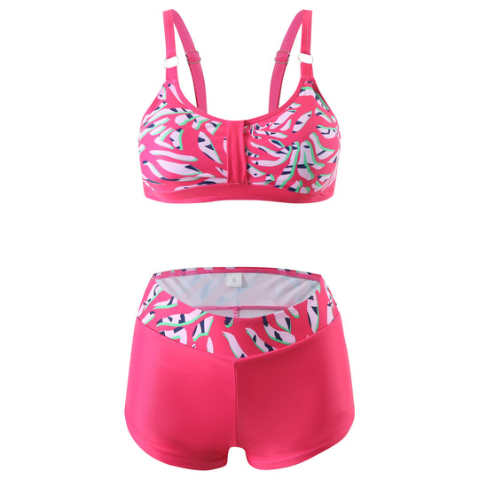 Damen nan sportliches Bikini-Set mit stützendem Bustier-Top und figurformenden Badeshorts EB