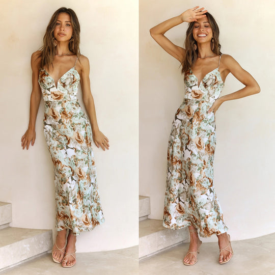 Damen Maxikleid mit elegantem floralem Design EB