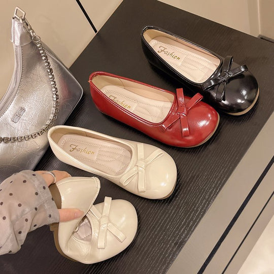Damen elegante Ballerinas mit zierlichem Schleifenakzent EB