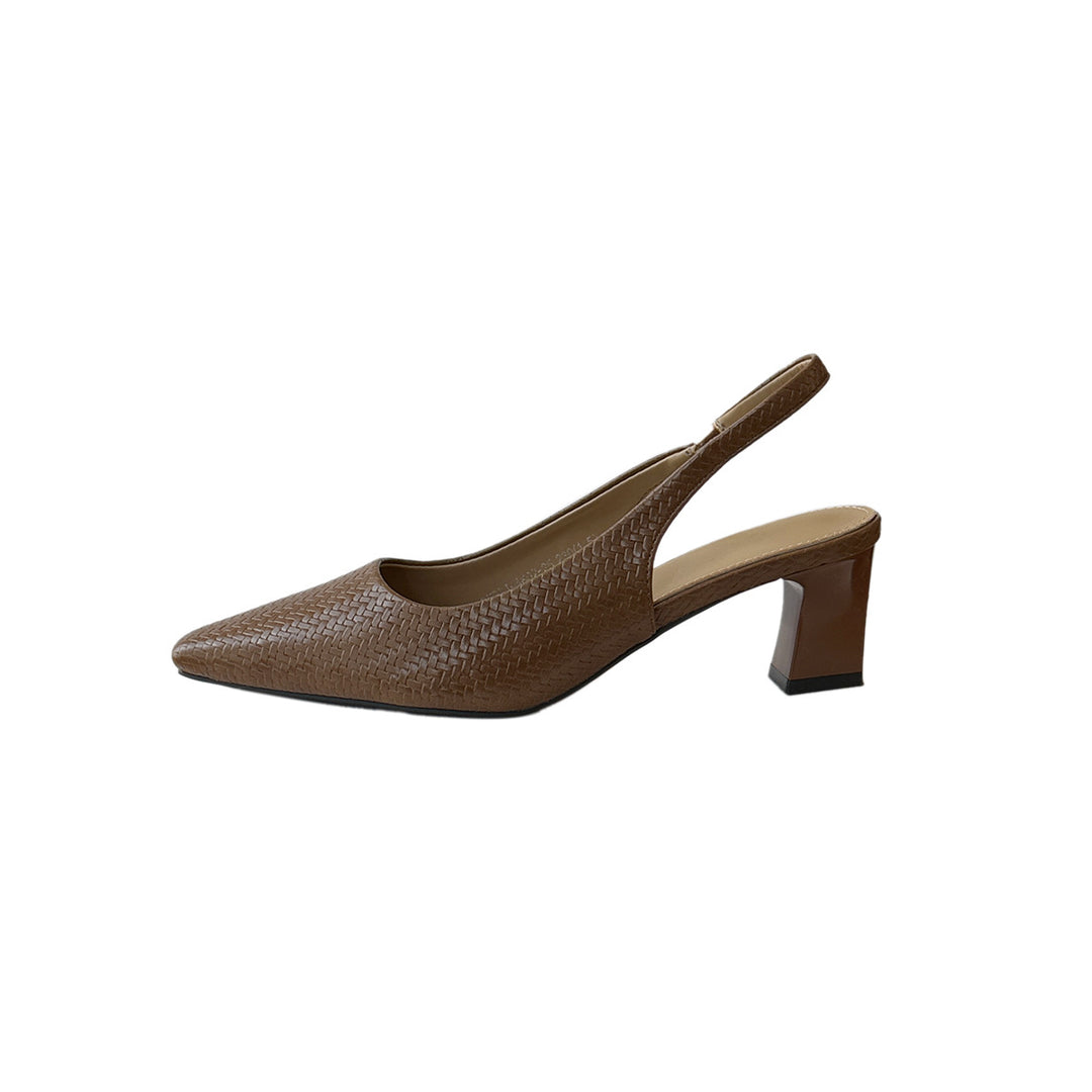 Damen Slingback Pumps aus hochwertigem Leder mit raffiniertem Flechtmuster EB