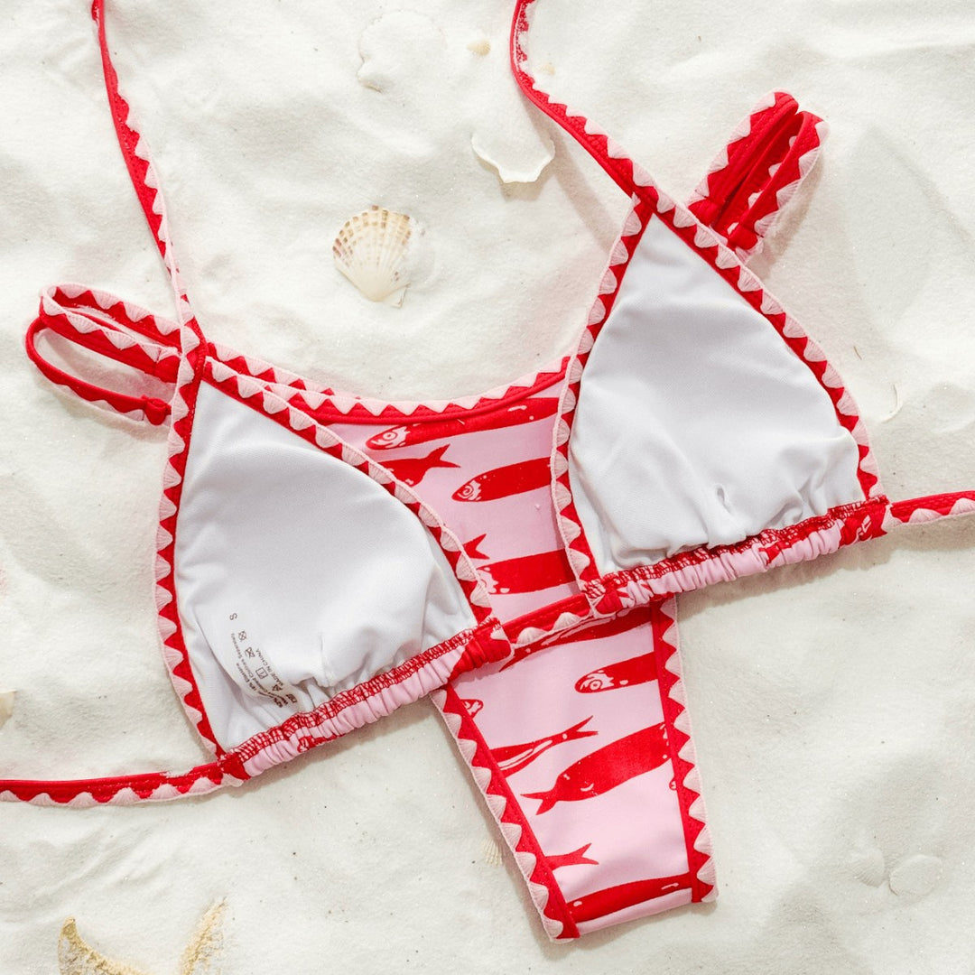 Damen Triangel-Bikini mit modischem Fischmotiv EB