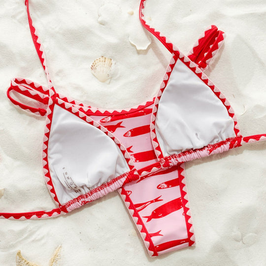 Damen Triangel-Bikini mit modischem Fischmotiv EB