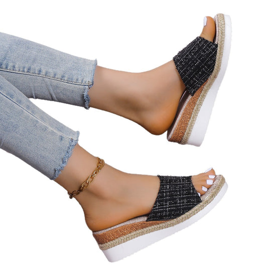 Damen Espadrilles Sandalen im modernen Karomuster EB
