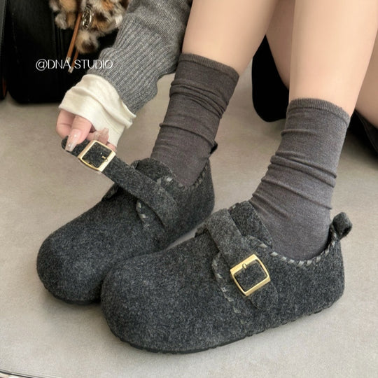 Damen Filzclogs mit dekorativem Schnallenverschluss EB