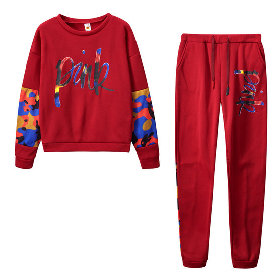 Damen Sportliches Sweatshirt-Set mit bunten Camouflage-Details und komfortablem Schnitt EB