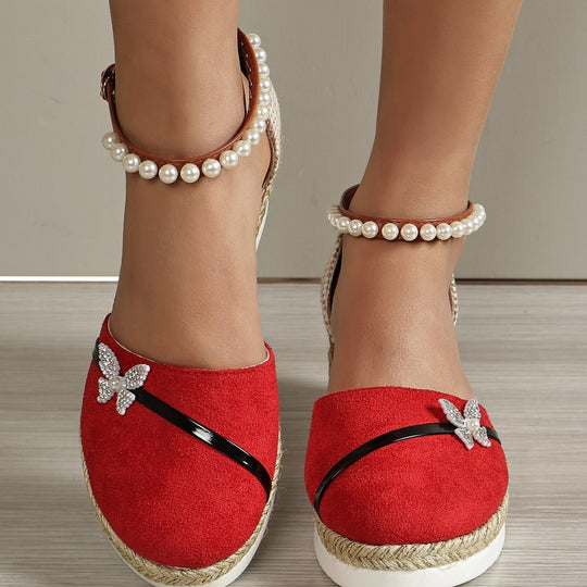Damen Espadrilles mit funkelnden Schmetterlingsapplikationen EB