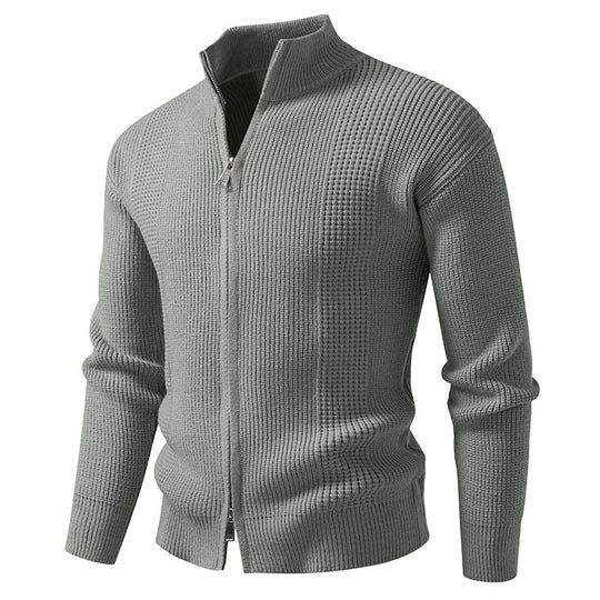 Herren Strickjacke mit hohem Kragen und innovativem Zipper EB