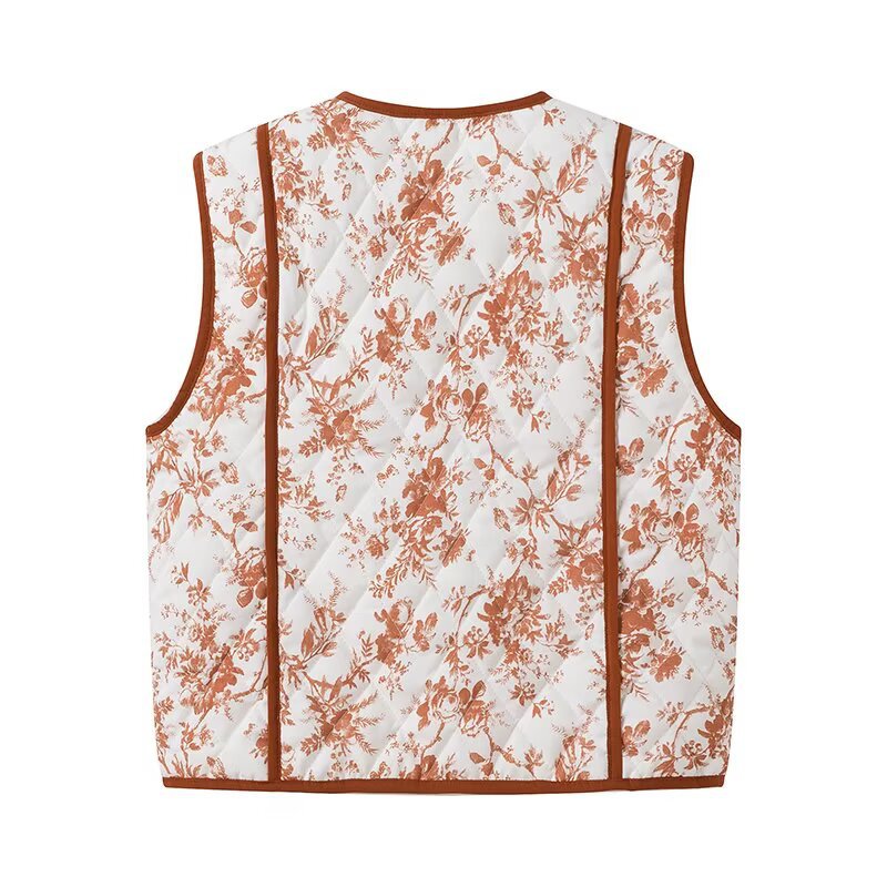 Damen Weste mit floralem Design und praktischen Taschen EB