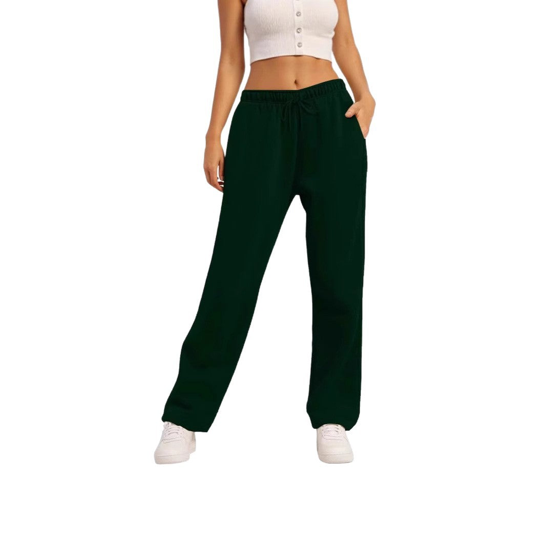 Damen nan weite High‑Waist Loungewear‑Jogginghose mit elastischem Bund Kordelzug und Seitentaschen EB