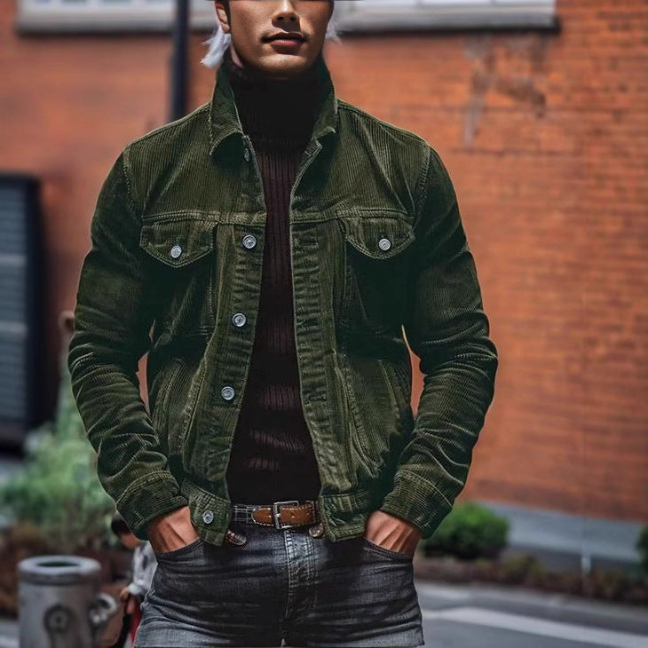 Herren Cordjacke im klassischen Design mit praktischen Brusttaschen und Knopfdetails EB
