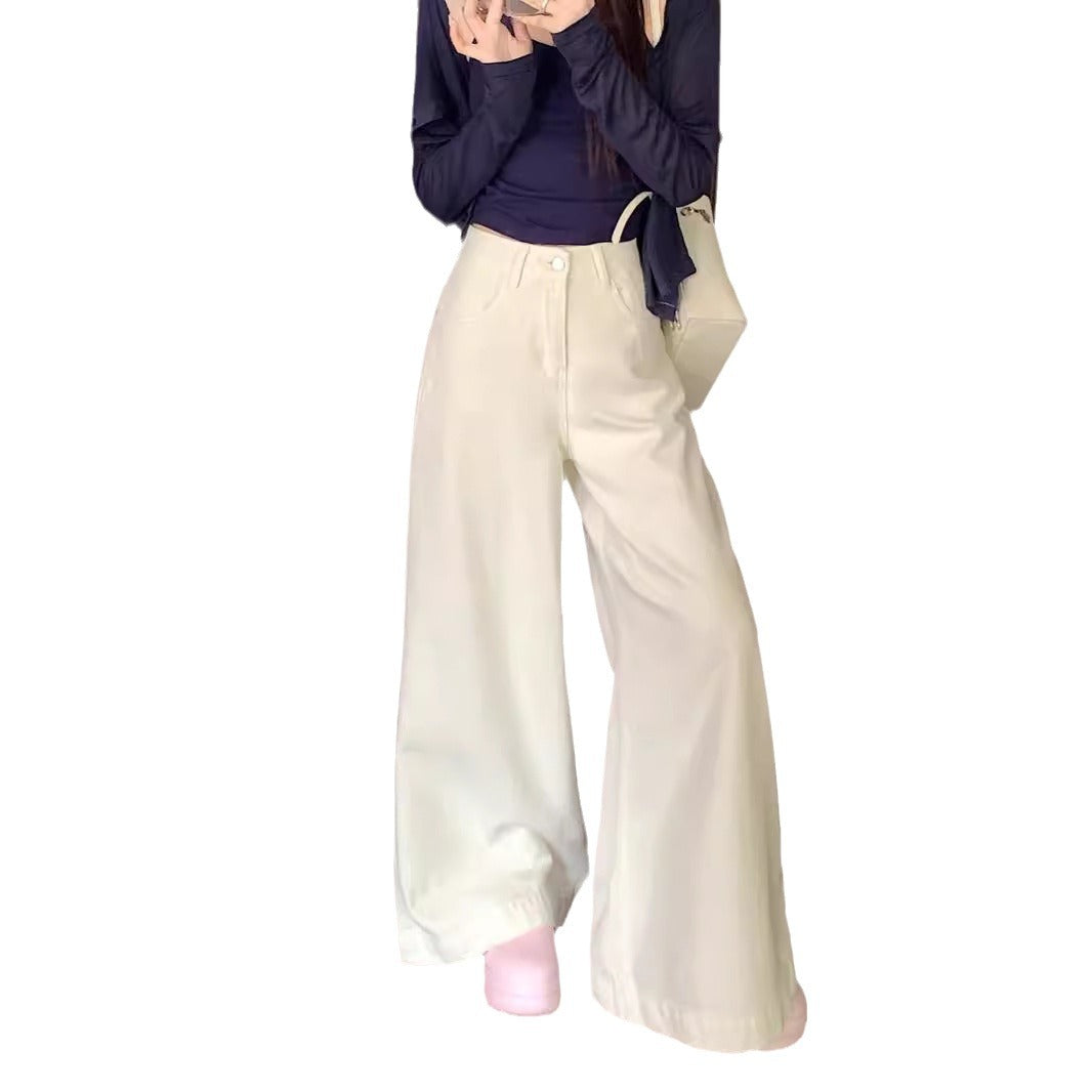 Damen Weite Denim-Culotte mit hoher Taille und modischem Schnitt EB