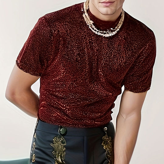 Herren Kurzarm T-Shirt mit modernem Glitzer-Design und trendiger Passform EB