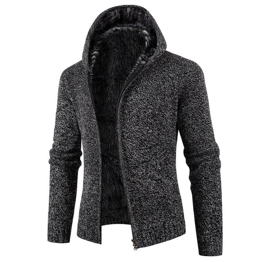 Herren Strickjacke mit Kapuze und weichem Innenfutter EB