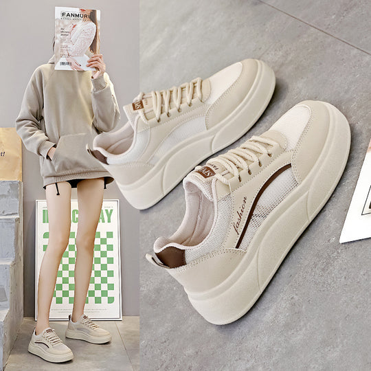 Damen Komfortable Fashion Sneakers mit dicker Profilsohle und atmungsaktiver Mesh-Oberfläche EB