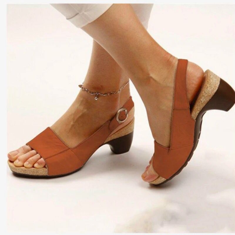 Damen Slingback-Sandalen mit anatomischem Fußbett und modischem Korkelement EB