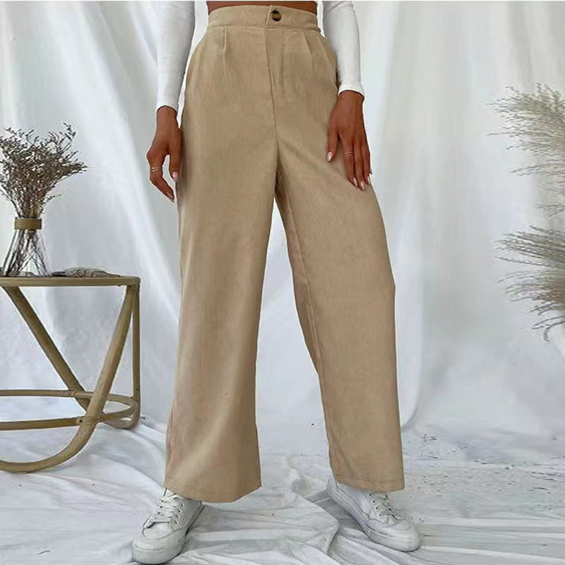 Damen Weite Hochbundhose mit Falten EB