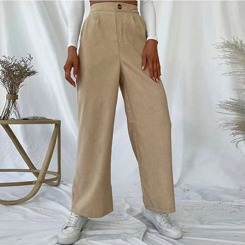 Damen Weite Hochbundhose mit Falten EB