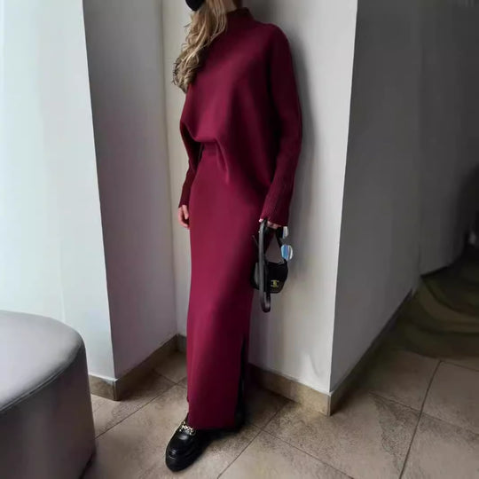 Damen Elegant gestricktes Maxikleid mit lässigem Schnitt EB