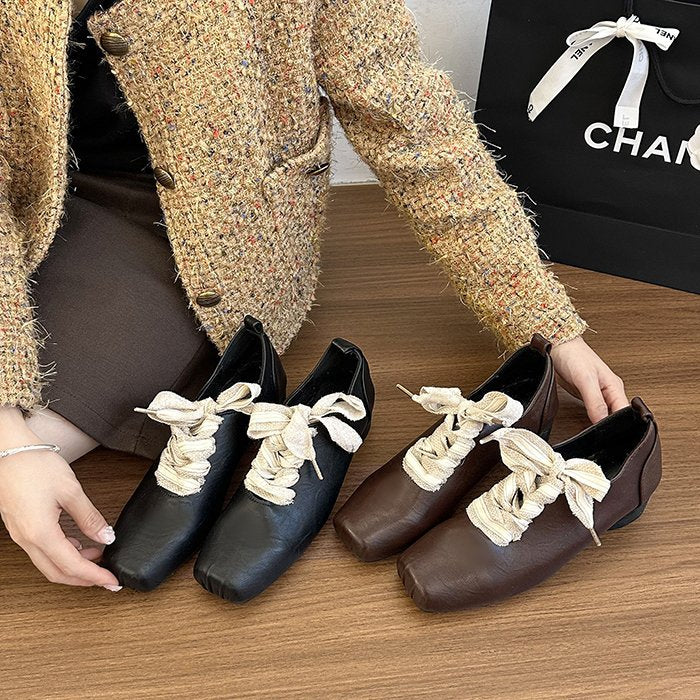 Damen elegante Schnürschuhe im Retro-Stil mit dekorativen Schleifen EB