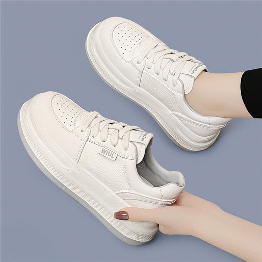 Damen Modische und komfortable Sneakers mit weicher Lederoberfläche EB