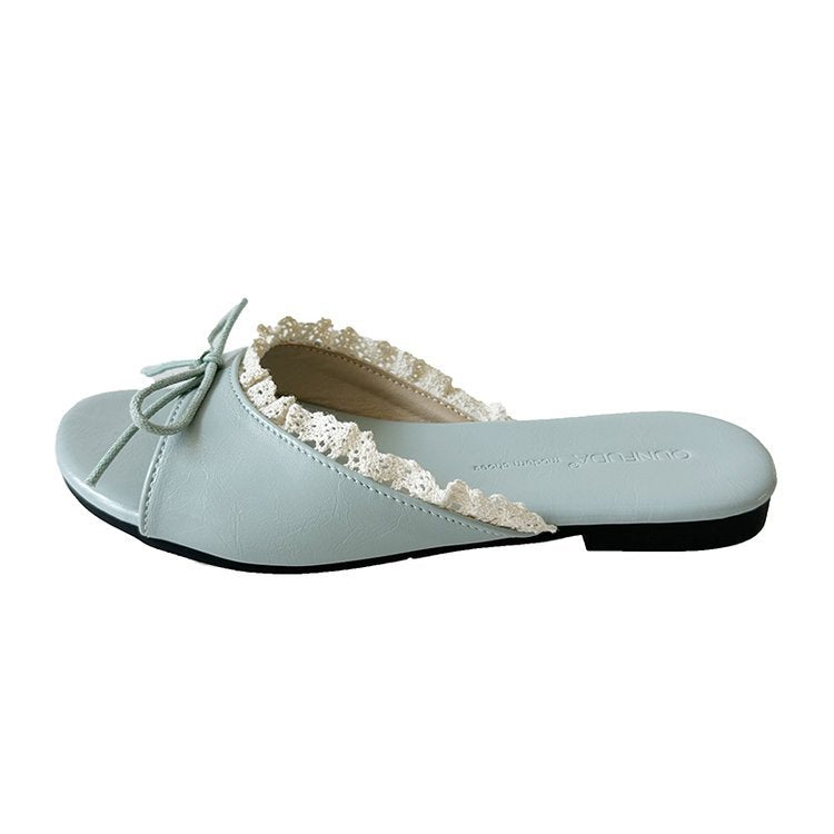 Damen elegante Mules mit Rüschenverzierung EB