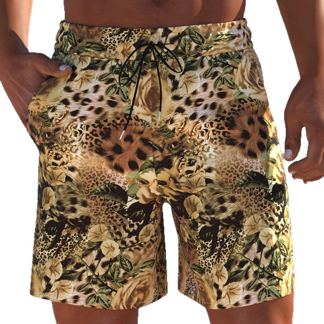 Herren Badeshorts mit animalischem Muster und elastischem Bund EB