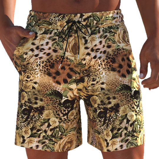 Herren Badeshorts mit animalischem Muster und elastischem Bund EB