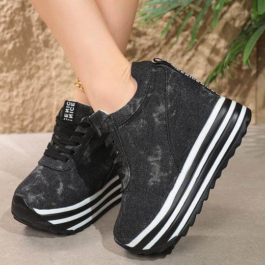 Damen Wedge-Sneaker im Denim-Look mit komfortablem Plateau EB