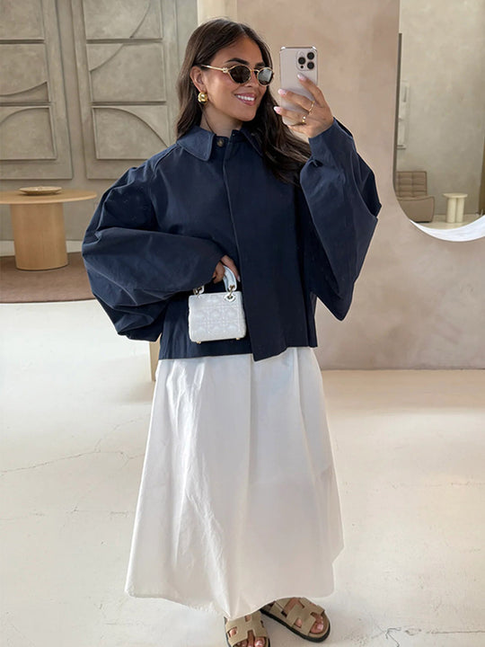 Damen Oversized Bluse mit dekorativen Puffärmeln EB