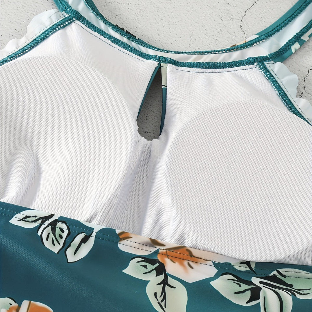Damen Einteiliger Badeanzug mit elegantem Schnitt und floralem Design EB