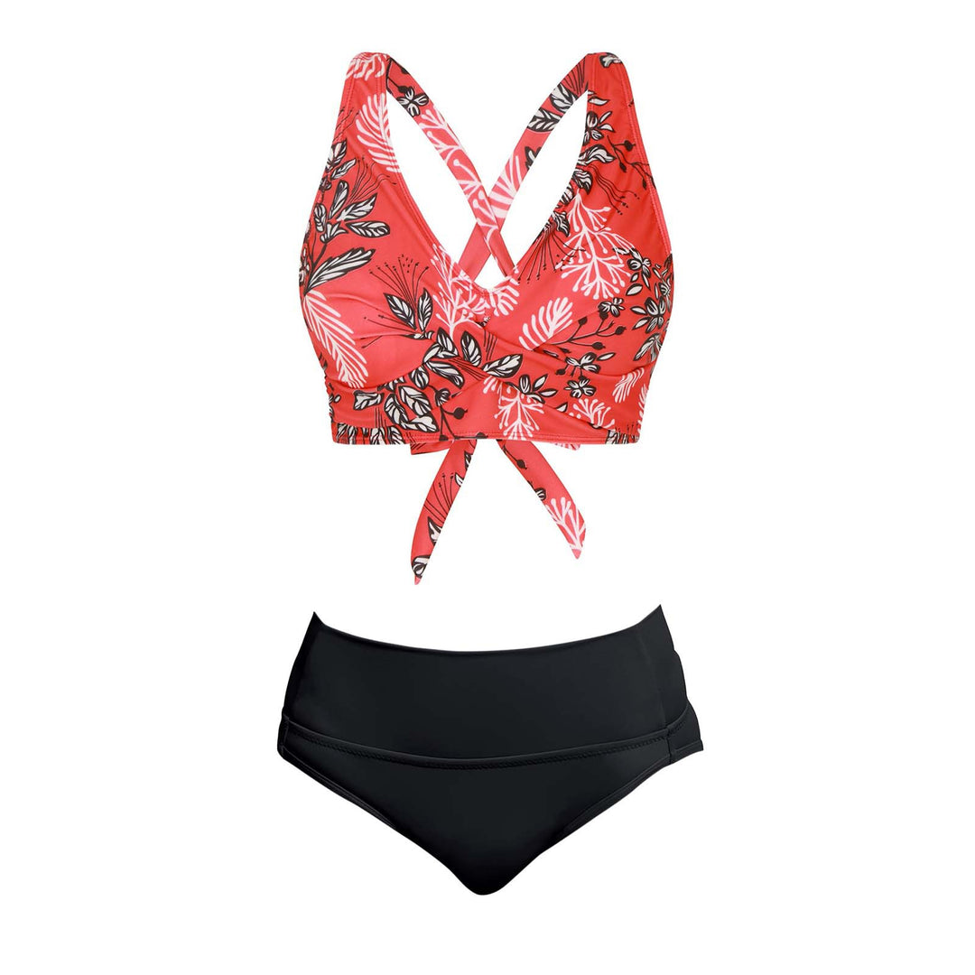 Damen Zweiteiliger Badeanzug mit floralem Design EB