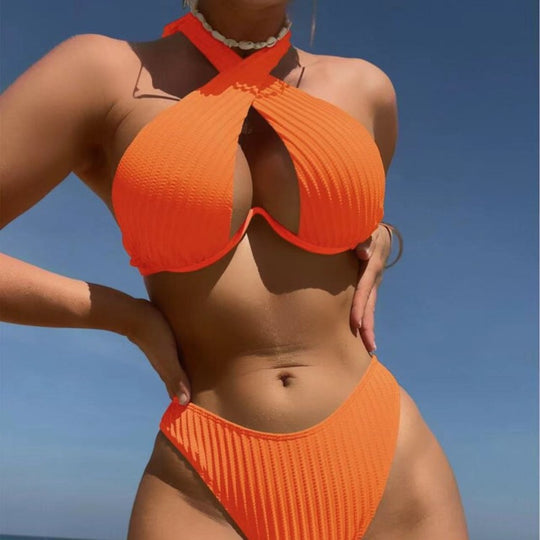 Damen Design-Bikini mit gekreuztem Oberteil EB
