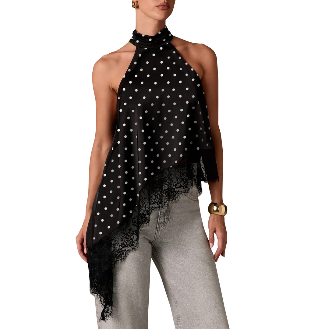 Damen luftiges Chiffon-Top mit eleganter Spitzenverzierung EB
