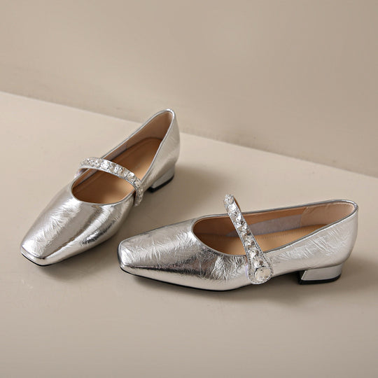 Damen elegante Mary Jane Schuhe mit modischem Riemen und funkelnden Applikationen EB
