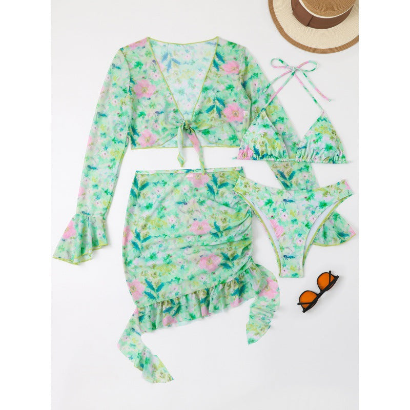 Damen Bikiniset mit floralem Design und eleganten Rüschendetails EB