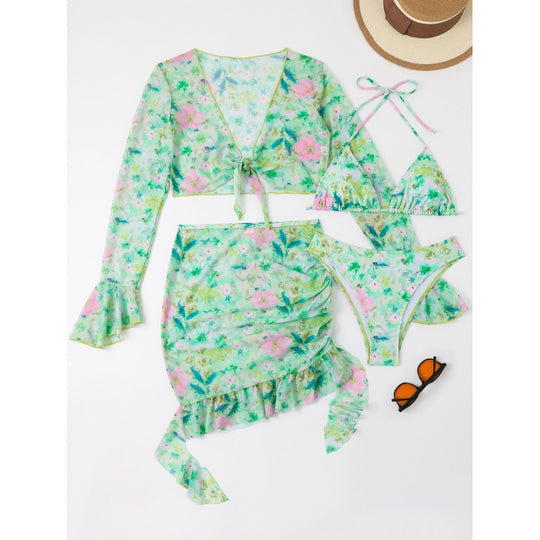 Damen Bikiniset mit floralem Design und eleganten Rüschendetails EB