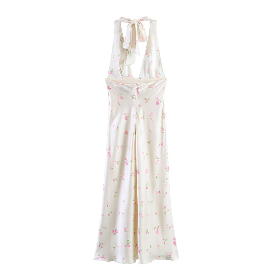 Damen Maxikleid mit feinen Rüschen und floralem Design EB