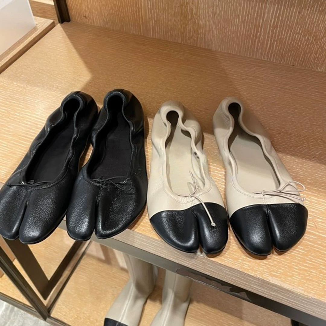 Damen Ballerinas mit abgerundetem Zehenbereich und schnürbarem Detail EB
