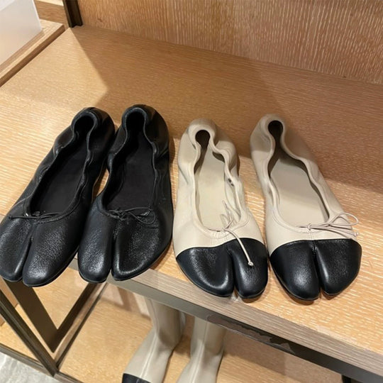 Damen Ballerinas mit abgerundetem Zehenbereich und schnürbarem Detail EB