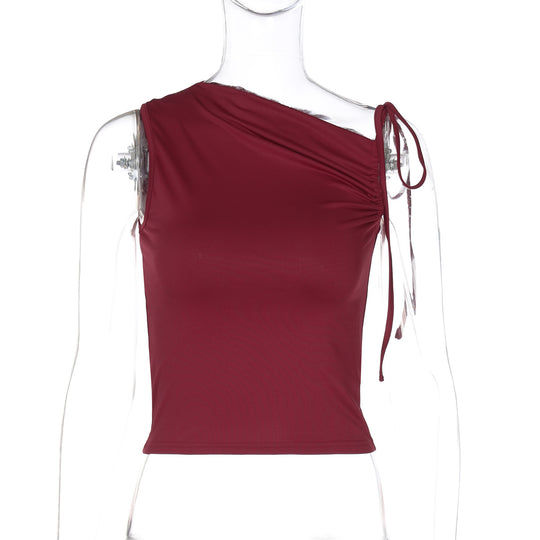 Damen asymmetrisches Top mit Raffung EB