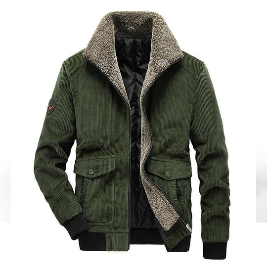 Herren Cord-Blouson im Pilotenstil mit durchgehendem Sherpa-Innenfutter und Pattentaschen EB