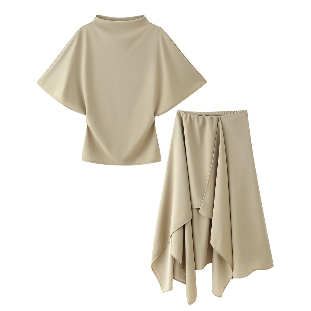 Damen-Set mit elegantem schwingendem Oberteil und fließendem Rock EB