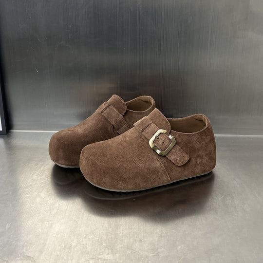 Damen Komfortable Wildleder-Clogs mit elegantem Schnallenverschluss EB