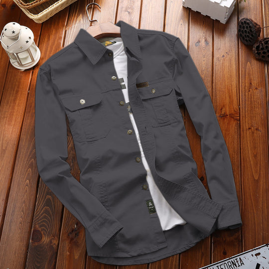 Herren nan vielseitiges Canvas-Overshirt mit Klappbrusttaschen, verstärkten Nähten und regular fit EB